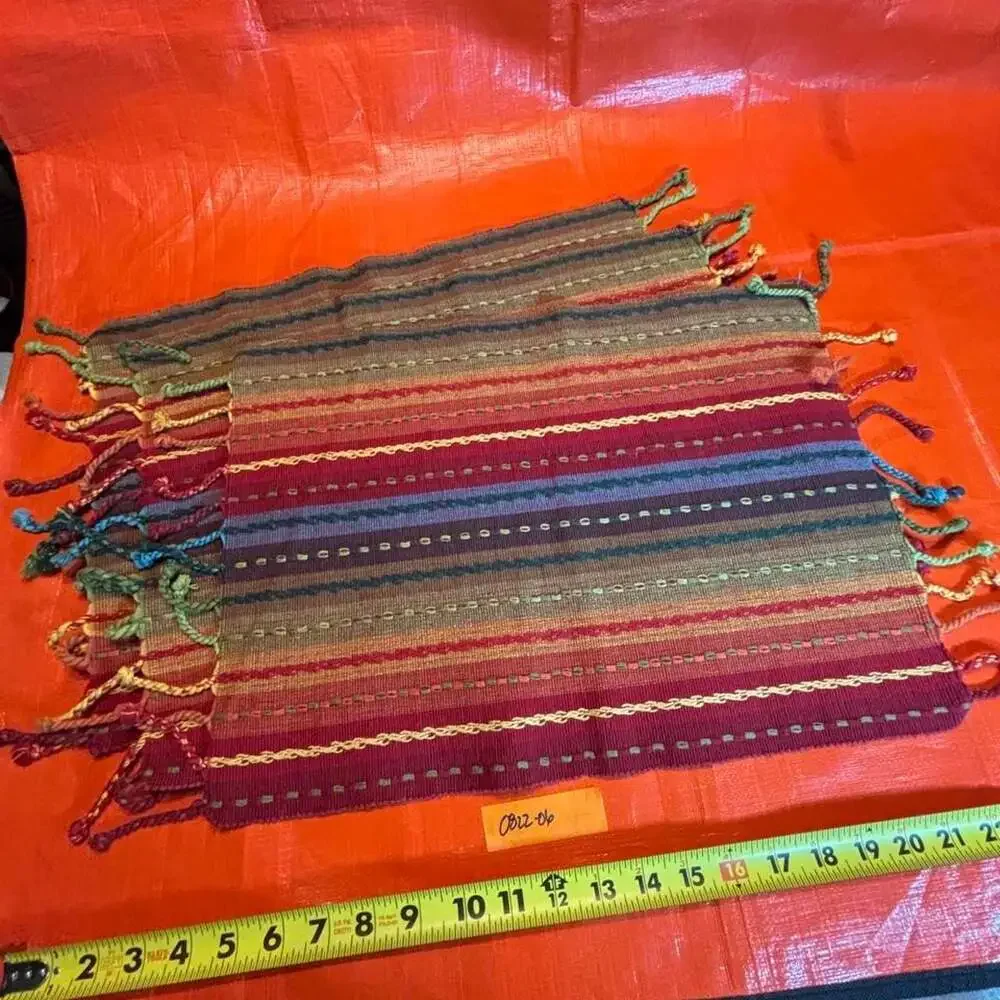 Handmade Woven Striped Placemats Set of 3 Boho Table Linens